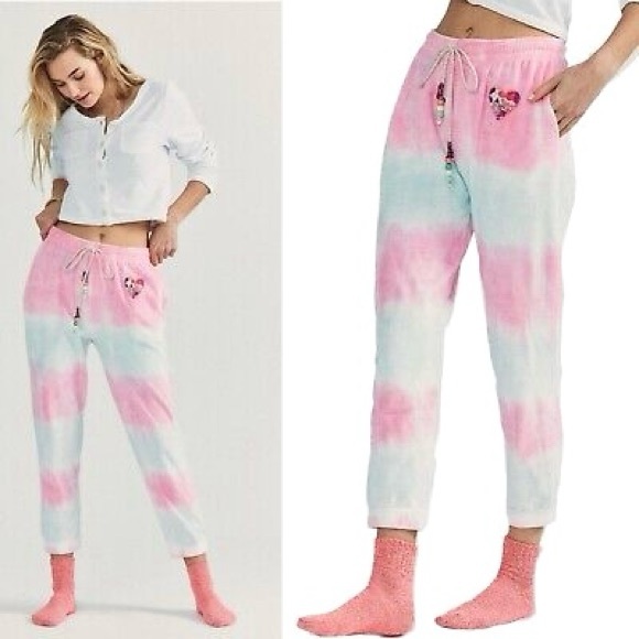 LOVESHACKFANCY Santinella NEW Rare Tie Dye Terry Jogger Pants Sz XL Cherry Fizz